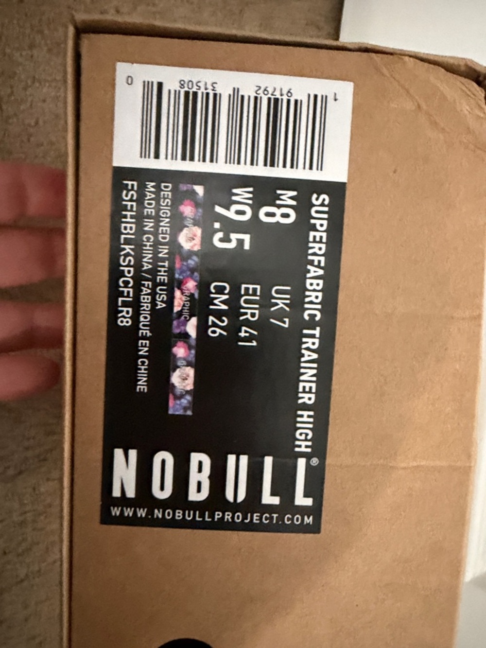 NOBULL Black Floral High-Top Sneakers with Purple and Pink Accents - Picture 2 of 4